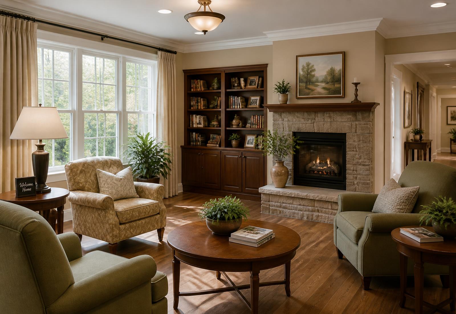 Interior sitting area of a senior living residence